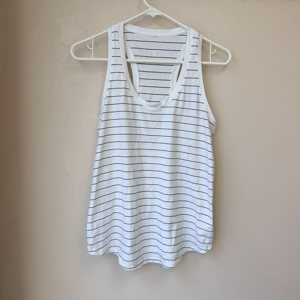 Lululemon Love Tank White Black Striped Racerback Tank Top Womens Athletic - Picture 2 of 6